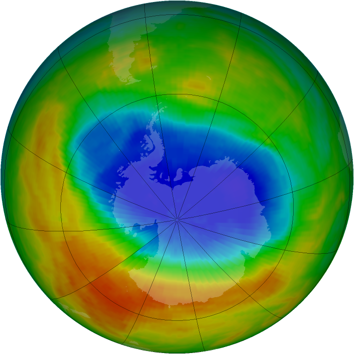 Antarctic ozone map for 20 October 1984